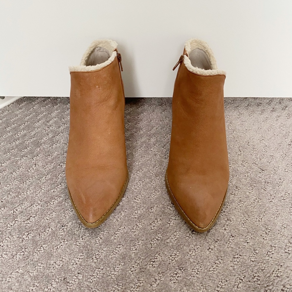 Shearling lined suede booties